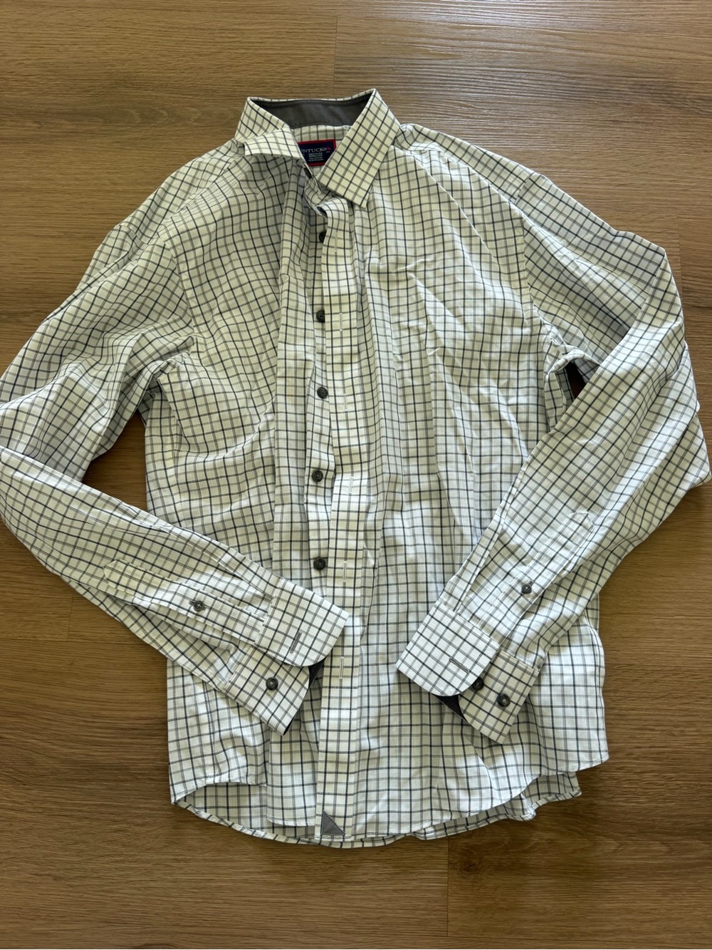 UNTUCKit Men's White Shirt with Black Grid Check